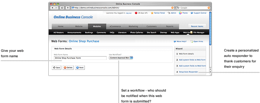 Custom form builder.