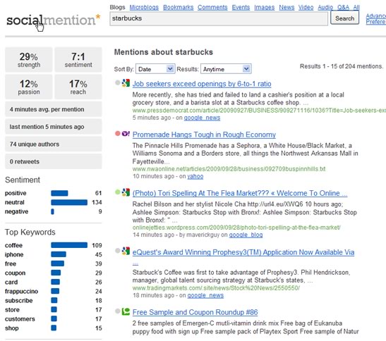 social media monitoring with socialmention