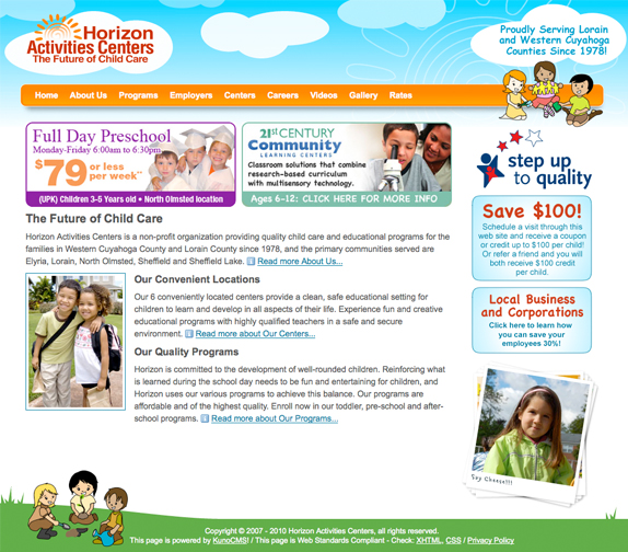 View custom website design - Horizon Activities Centers