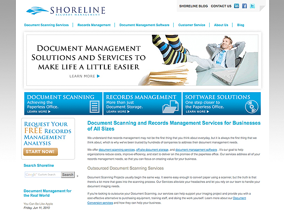 View custom HubSpot design - Shoreline Records Management