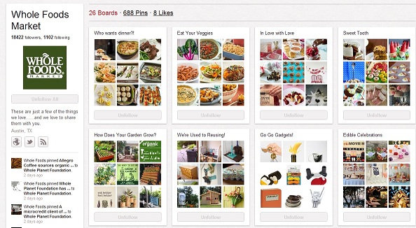 Whole Foods B2C Marketing on Pinterest