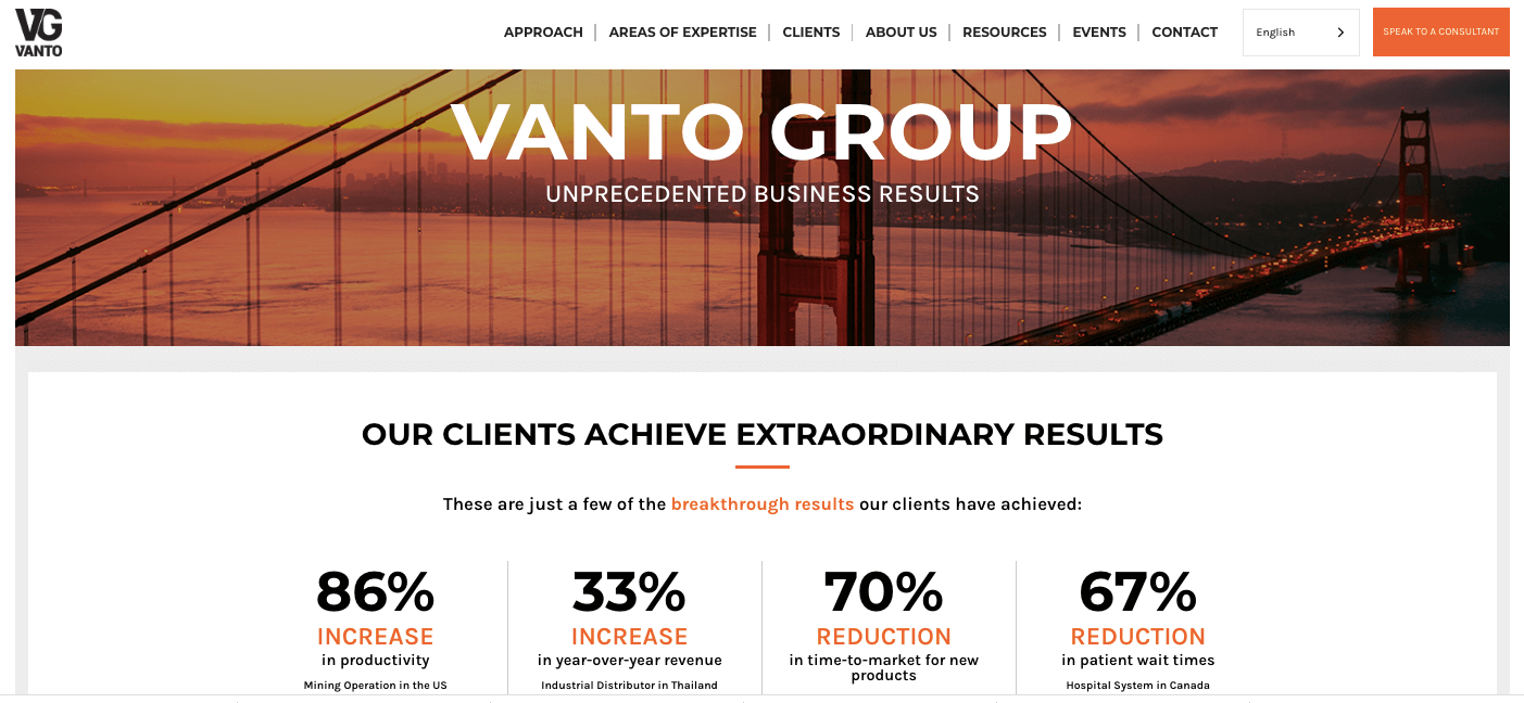Subtle borders to make elements of your website stand out more prominently, like in this homepage screenshot of Vanto Group, are a great way to combine with minimalism to deliver a strong website design experience.