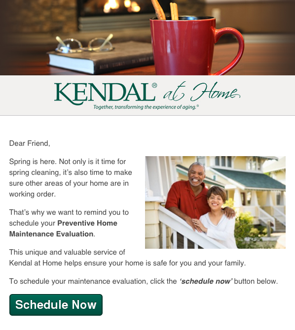 Kendal at Home Healthcare Email Marketing Example