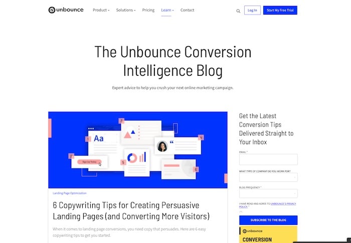 Unbounce Conversion Intelligence blog
