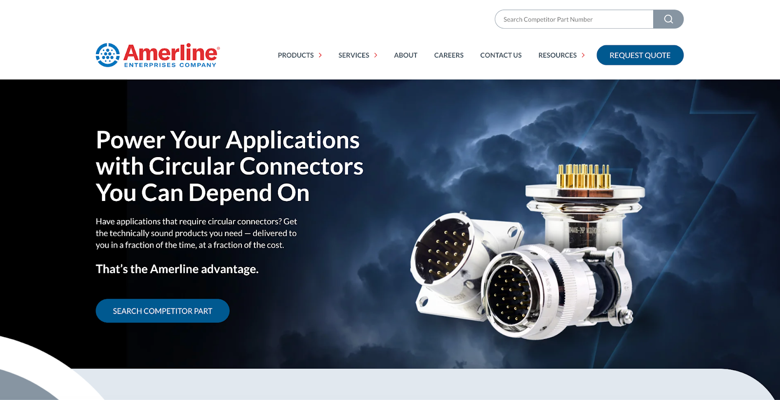 Screencap of Amerline's revamped website, after Kuno refreshed their brand strategy