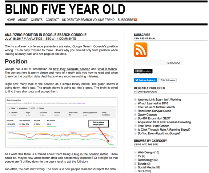blind five year old blog