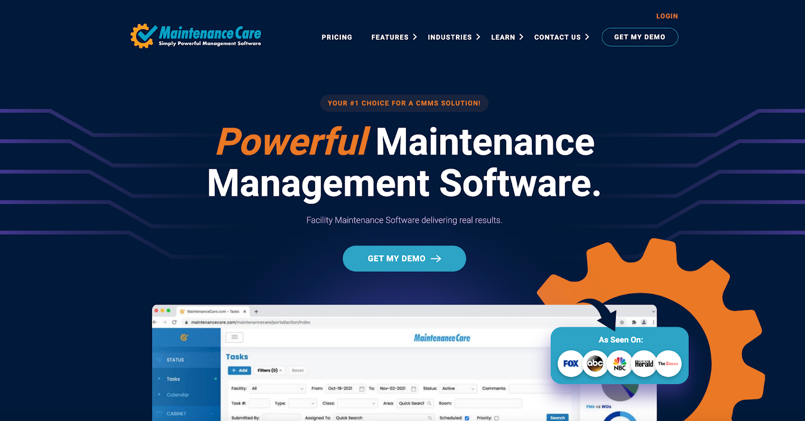 Maintenance Care's refreshed website, including elements from Kuno's revamped brand strategy