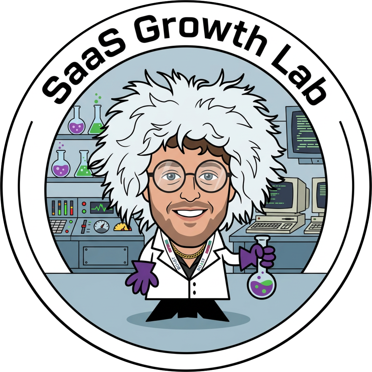 A custom mad scientist sticker