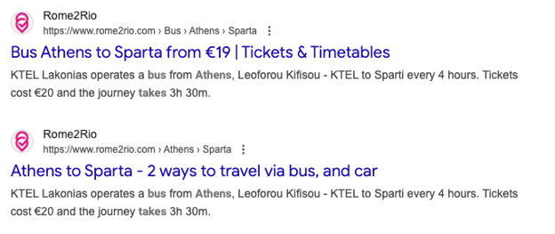 screencap of bus routes in Greece